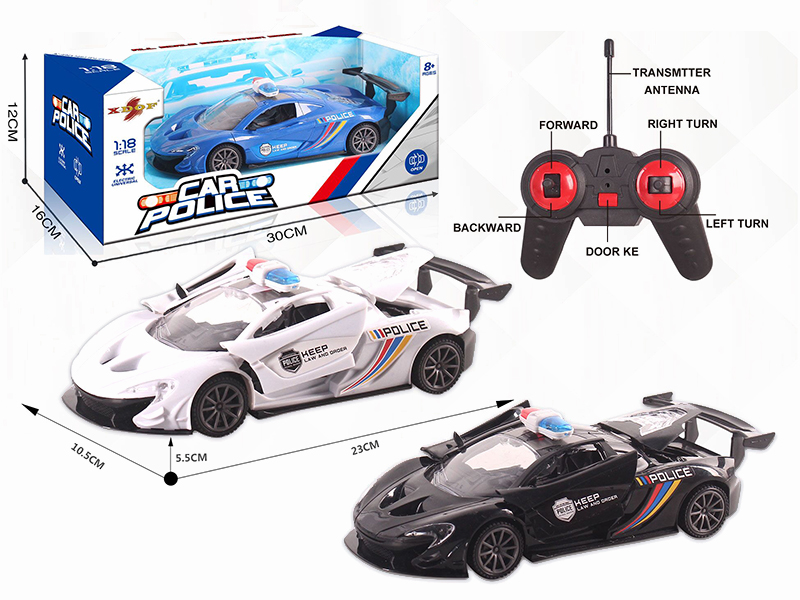 1:18 5CH Three Doors R/C Police Car With Headlights(Not Include Batteries)
