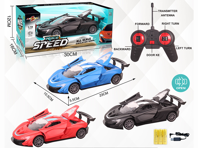 1:18 Matte 5CH Three Doors Remote Control Car With Headlights(Include Batteries)