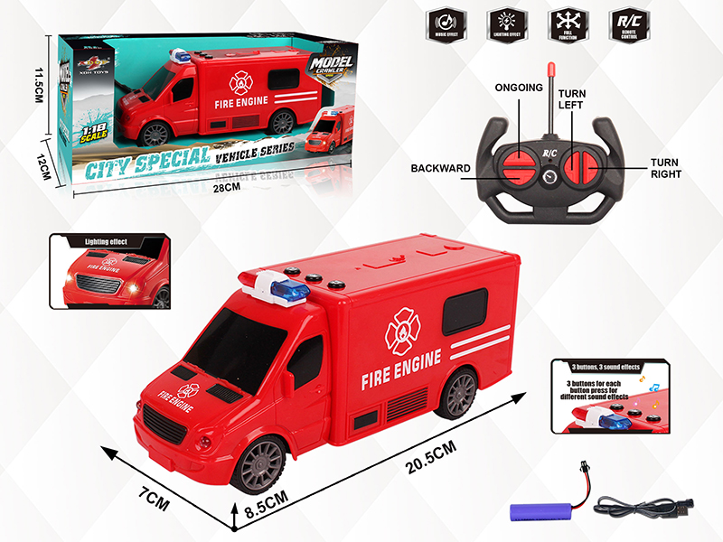 1:18 4CH Remote Control Fire Engine With Light And Music