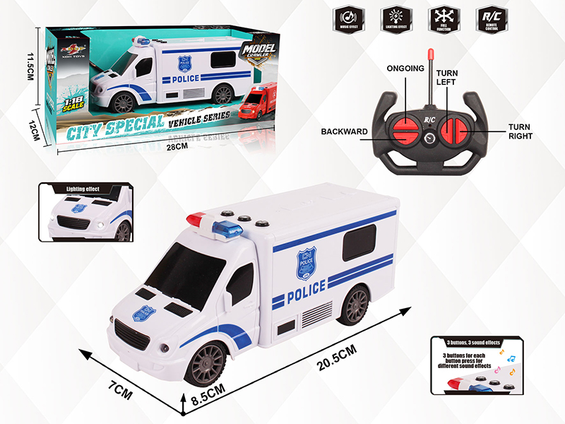 1:18 4CH Remote Control Police Car With Light And Music
