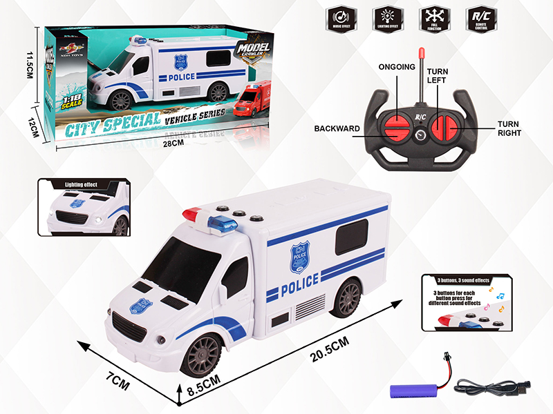 1:18 4CH Remote Control Police Car With Light And Music