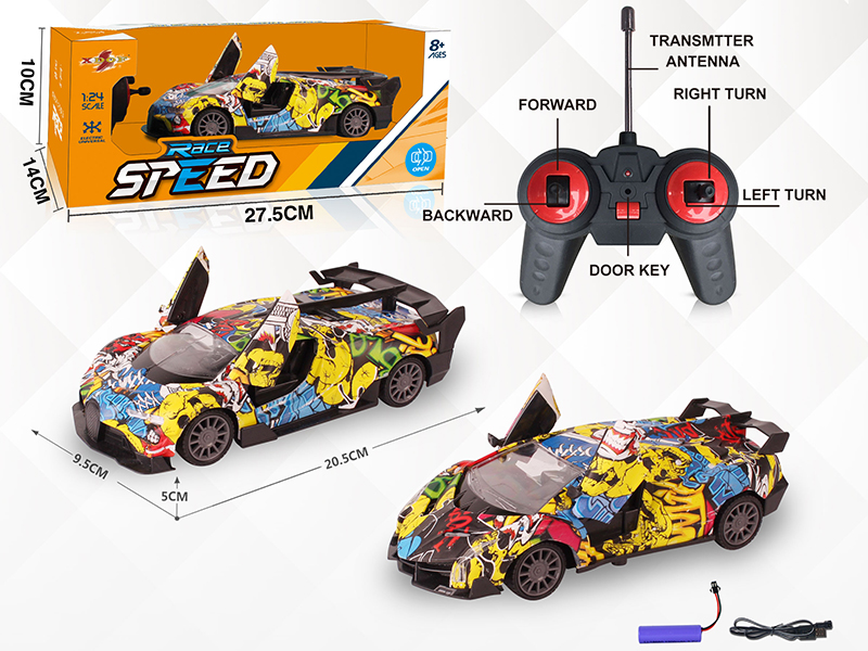 1:24 Graffiti 5CH R/C Car(Bugatti/Lamborghini )With Open The Door ,Light