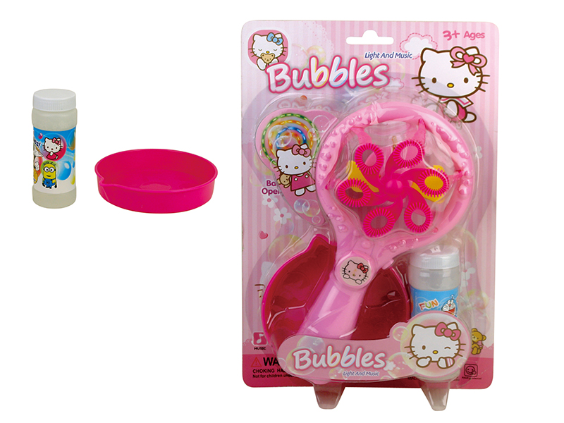 B/O Multifunctional Pink Kitty Cartoon Bubble Stick With Light And Music