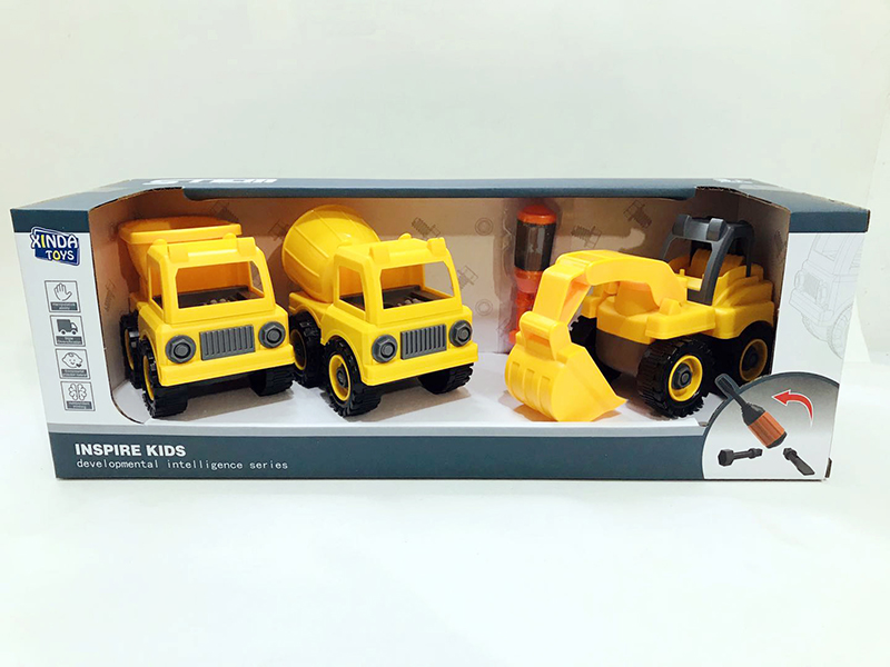 3pcs DIY Engineering Truck Series