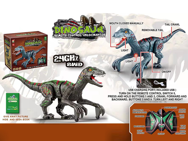 8CH 2.4G Remote Control Velociraptor