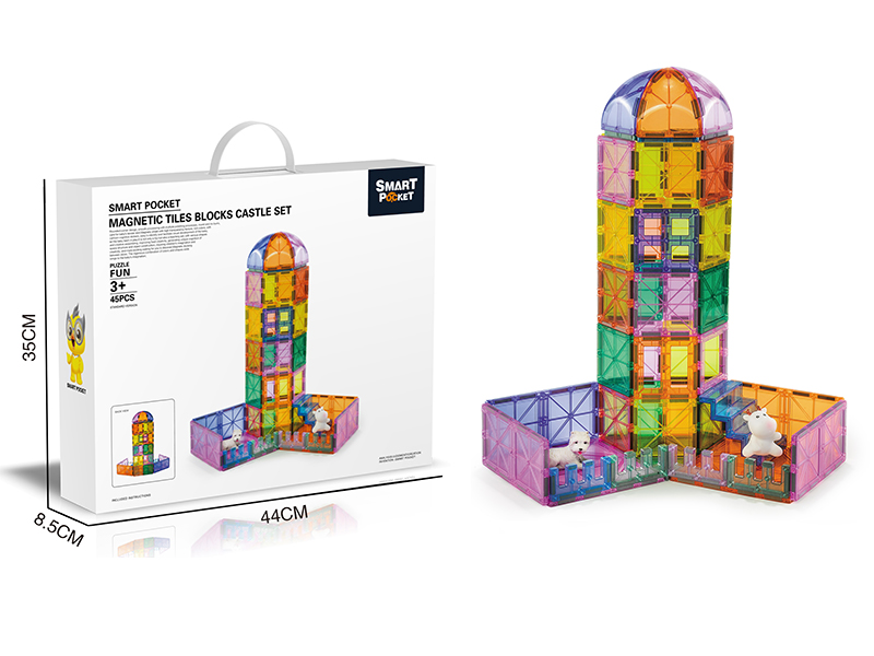 Magnetic Tiles Building Blocks Castle Set 45pcs