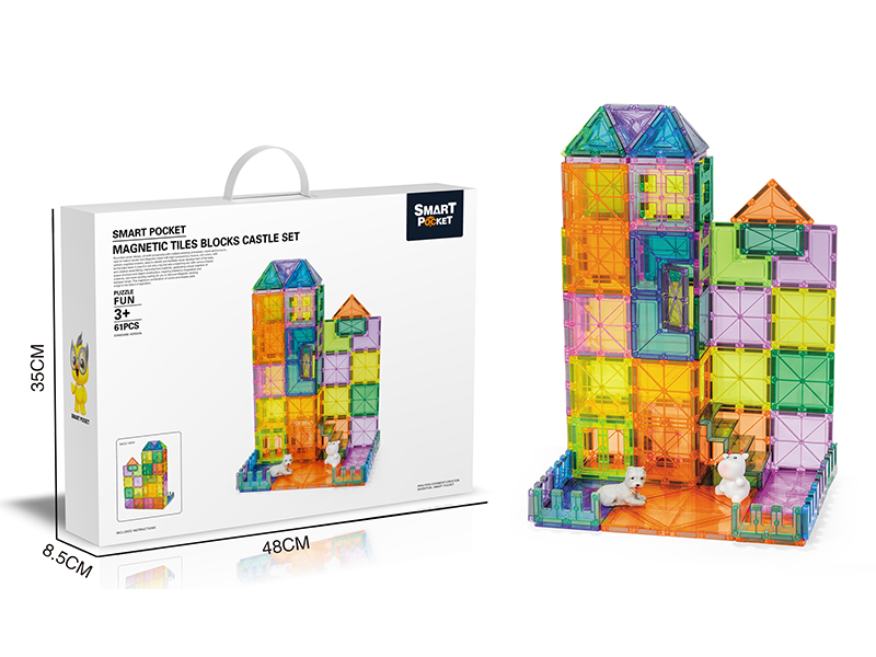Magnetic Tiles Building Blocks Castle Set 61pcs