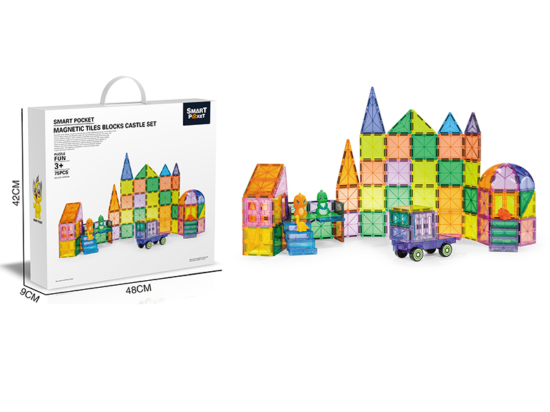 Magnetic Tiles Building Blocks Castle Set 75pcs