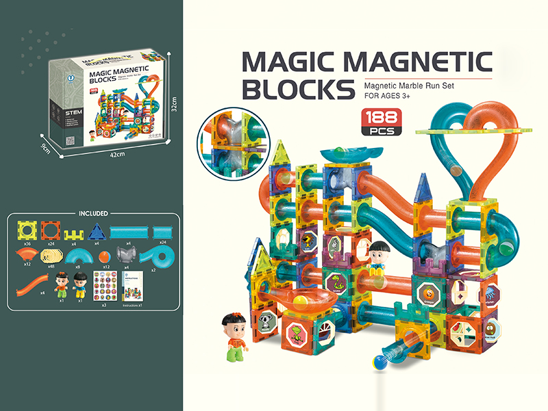 Magnetic Roll Ball Track Building Blocks 188pcs