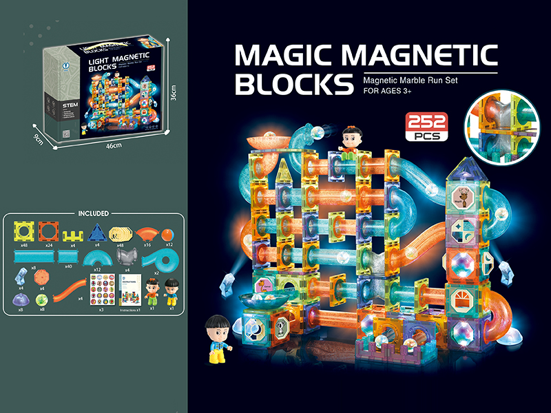 Magnetic Roll Ball Track Building Blocks With Light 252pcs