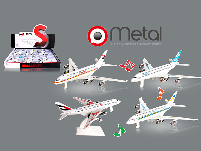 6pcs Alloy Pull Back Airplane With Light And Sound