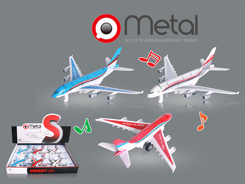 6pcs Alloy Pull Back Airplane With Light And Sound