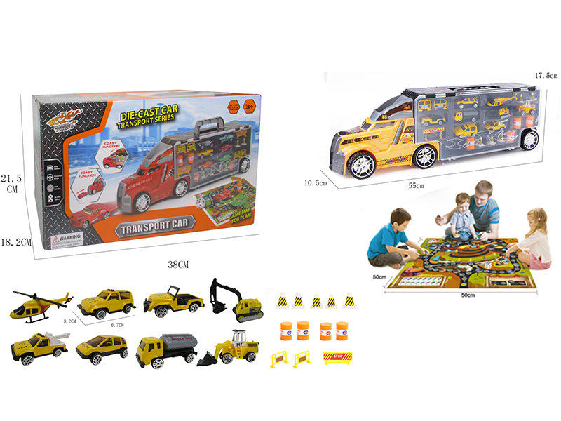 1:22 Alloy Engineering Truck Container Series Scene Game Map Set