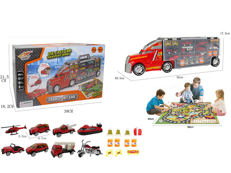1:22 Alloy Fire Engine Container Series Scene Game Map Set