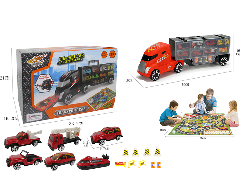 1:26 Alloy Fire Engine Container Series Scene Game Map Set