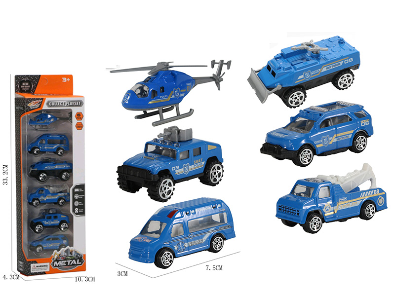 6pcs 1:64 Alloy Police Car Set