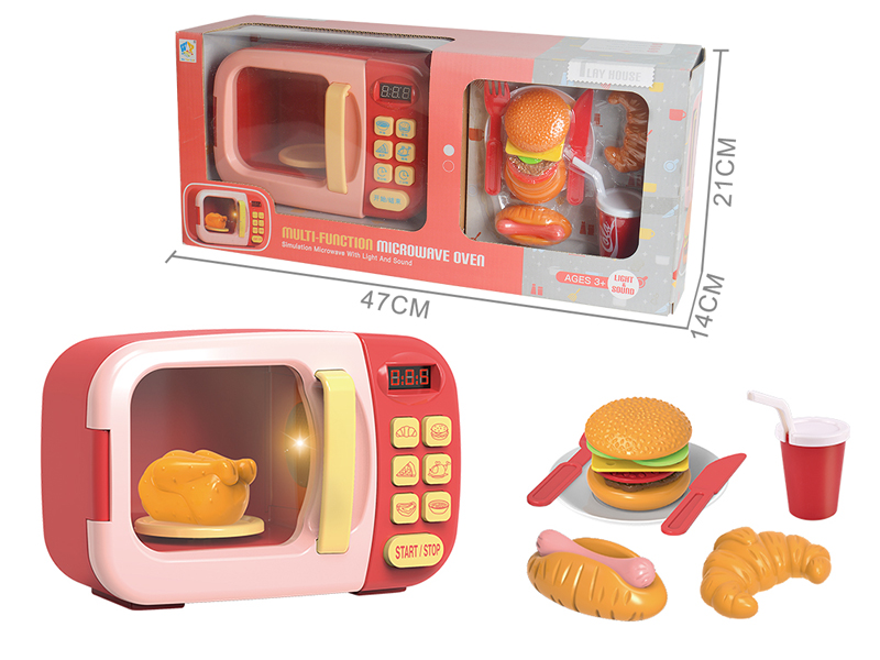 B/O Microwave Oven With Sound And Light(Including Food Accessories + Roast Chicken )10pcs
