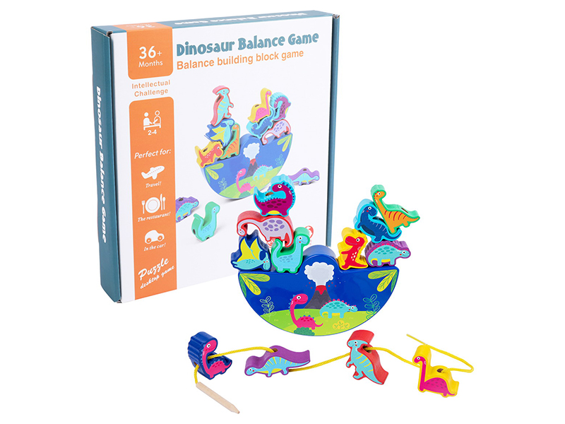 Wooden Dinosaur Balance Building Blocks Game