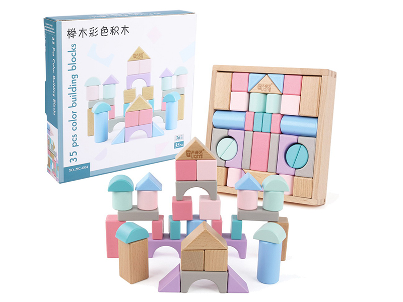 Wooden 35pcs Color Building Blocks
