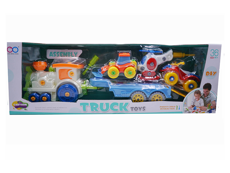 Assembly Toys(Train Trailer + Plane + Farmer'S Car + Beach Motorcycle)
