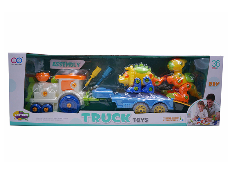 Assembly Toys(Train Trailer + Stegosaurus + Tyrannosaurus Rex)
