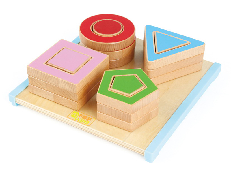 Wooden Geometric Shapes Matching Building Blocks