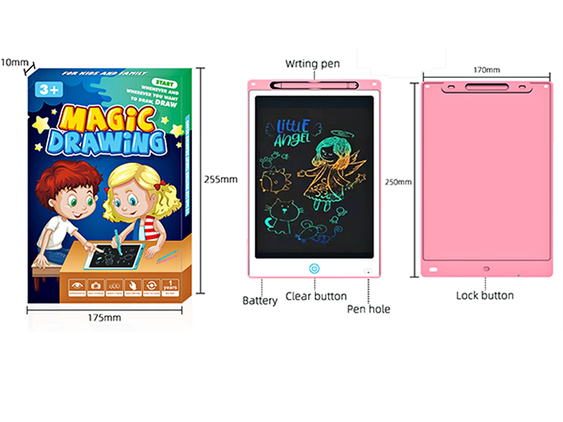 Pink 10-Inch Color Screen LCD Writing Board Drawing Board With Screen Lock