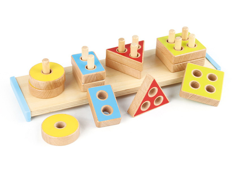 Wooden Four-Column Shape Matching Building Blocks