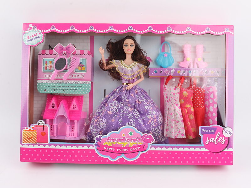 11.5 Inch Solid Movable Joint Doll With Comb Mirror Villa Shoes Bag Gift Box