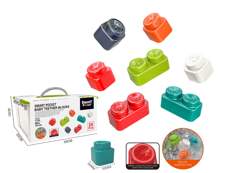 24PCS Baby Teether Blocks
