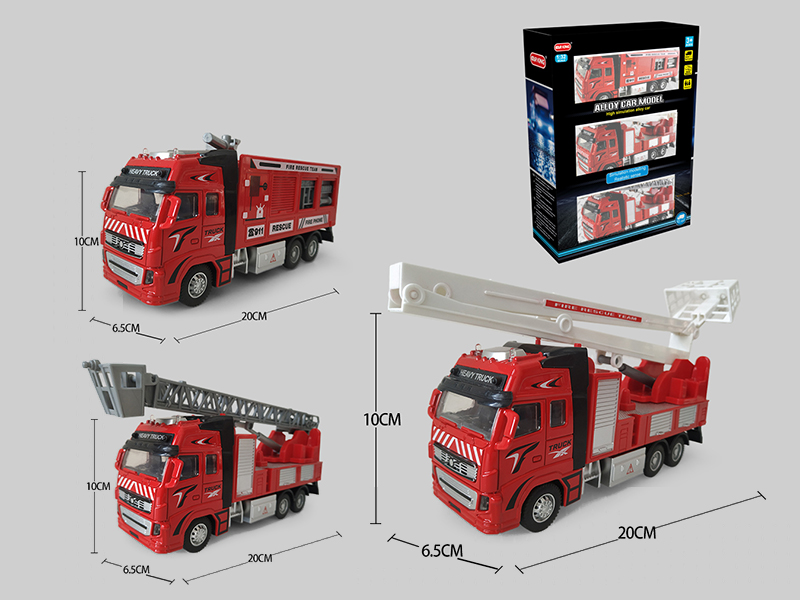 High Simulation Alloy Pull Back Fire Engine 3PCS