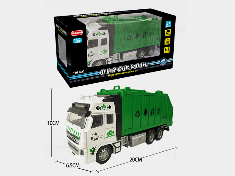 High Simulation Alloy Pull Back City Rubbish Car  With Light And Music