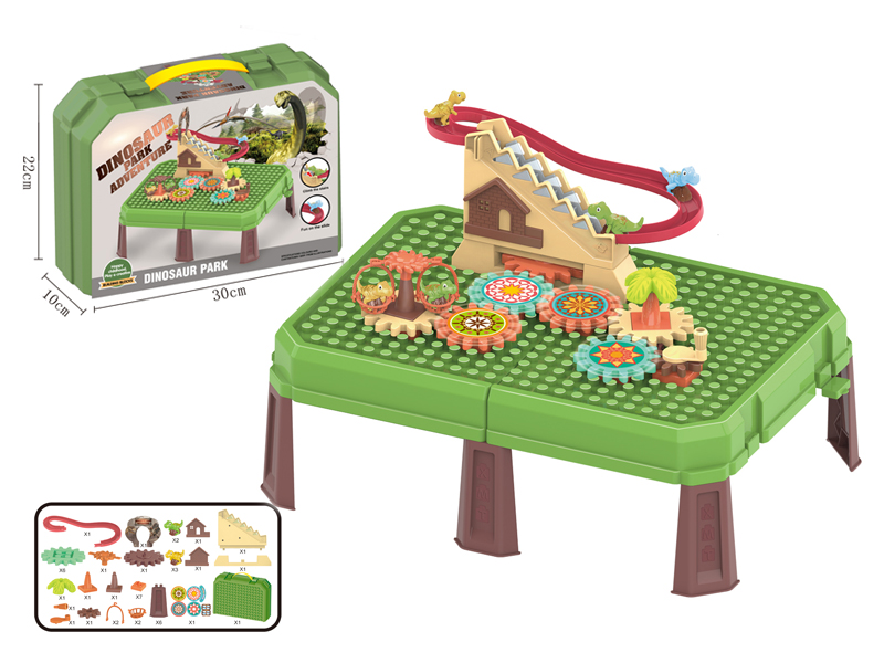 Manual Splicing Gear Dinosaur Stair Climbing Building Block Table & Building Block Storage Box