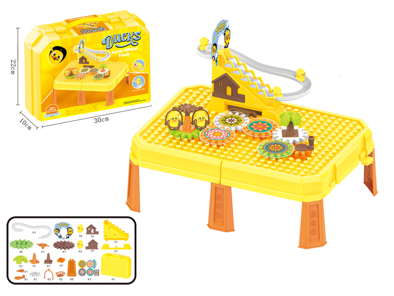 Manual splicing gear little cute duck climbing stairs building block table & building block storage box