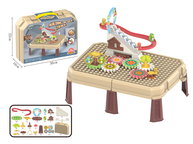Manual Splicing Gear Penguin Stair Climbing Building Block Table & Building Block Storage Box