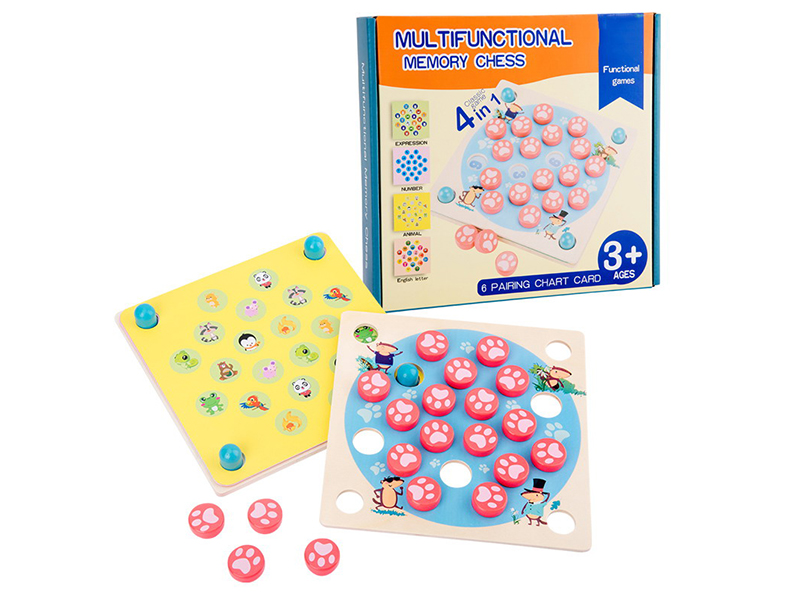 Wooden 4 In 1 Memory Chess