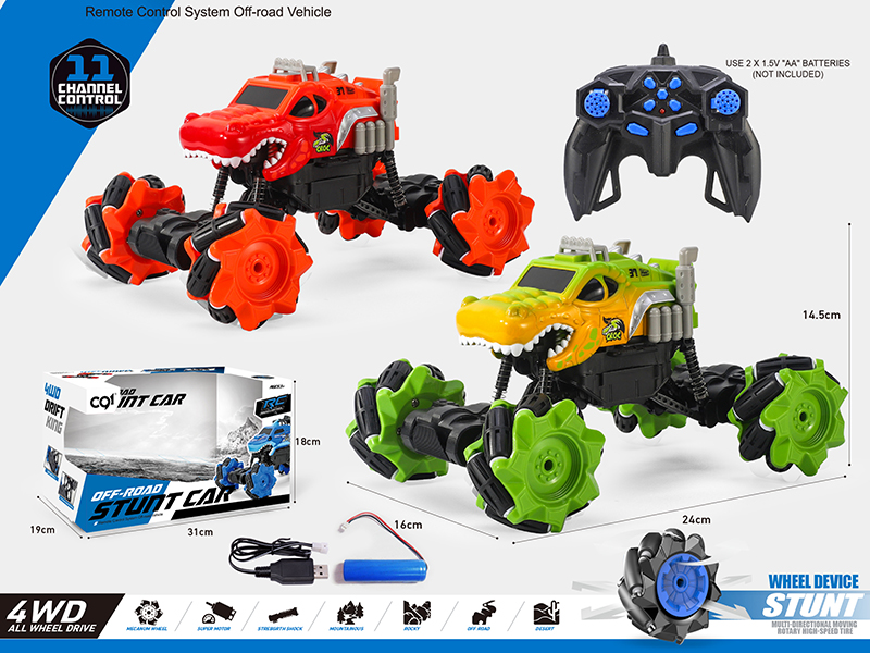 1:16 11 Channel Remote Control Mecanum Wheel Crocodile Off-Road Stunt Car