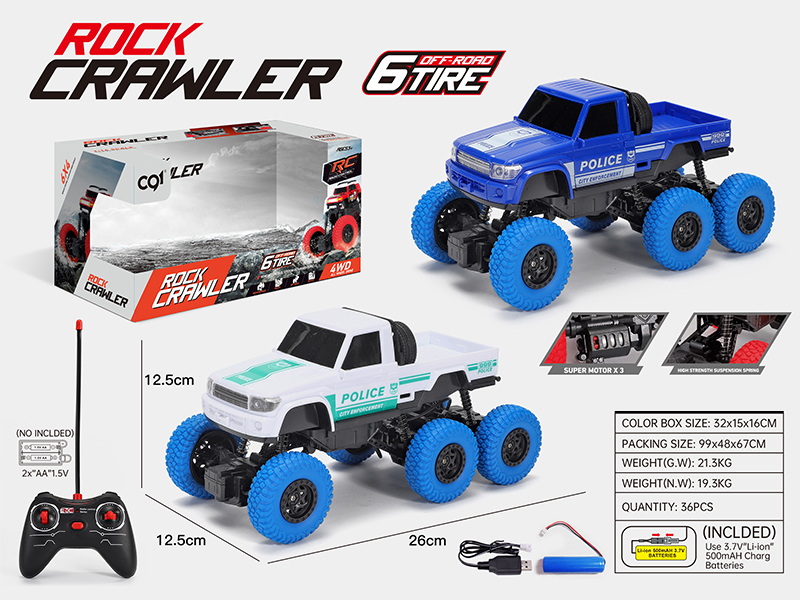 1:16 Remote Control Six-Wheel Climbing Police Car