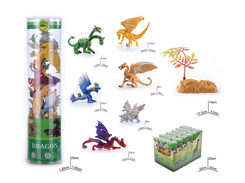 6PCS PVC Painted Dragon