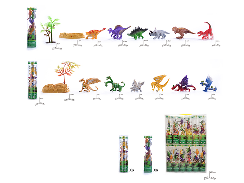 6PCS PVC Painted Dinosaurs And Dragons