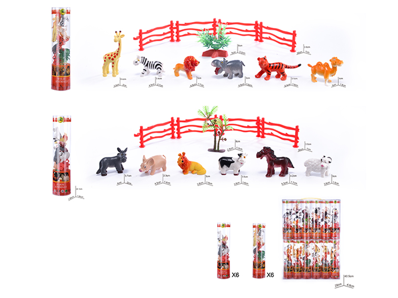 6PCS PVC Painted Animals