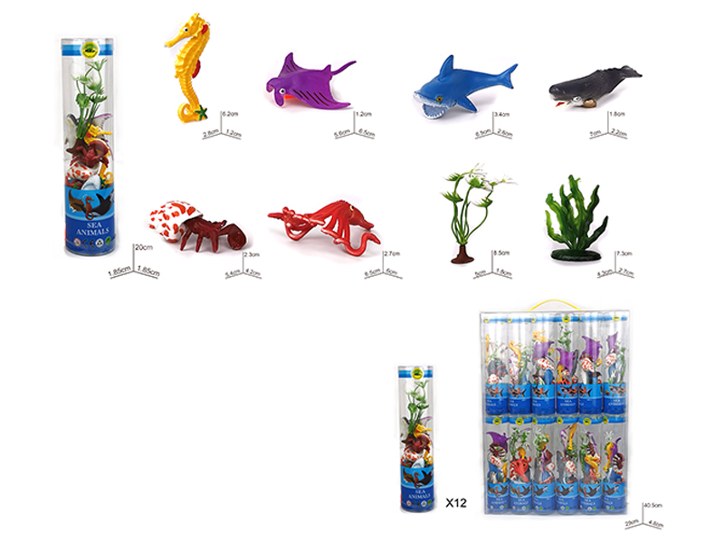 6PCS PVC Painted Marine Animals