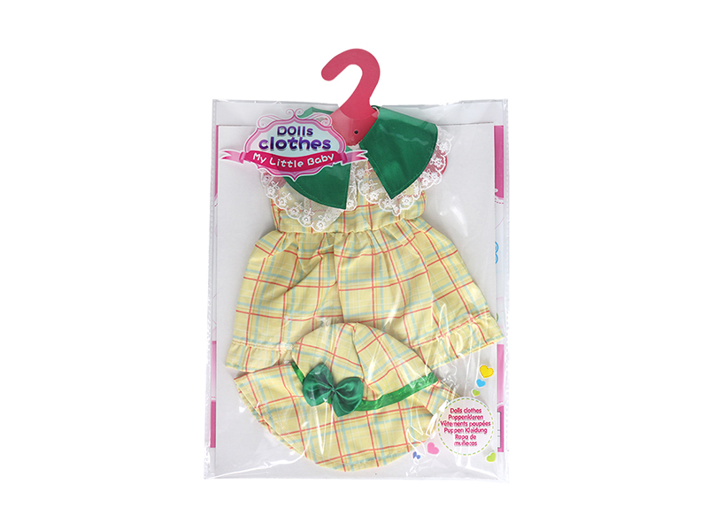 Doll Dress - Yellow Plaid Skirt + Hat