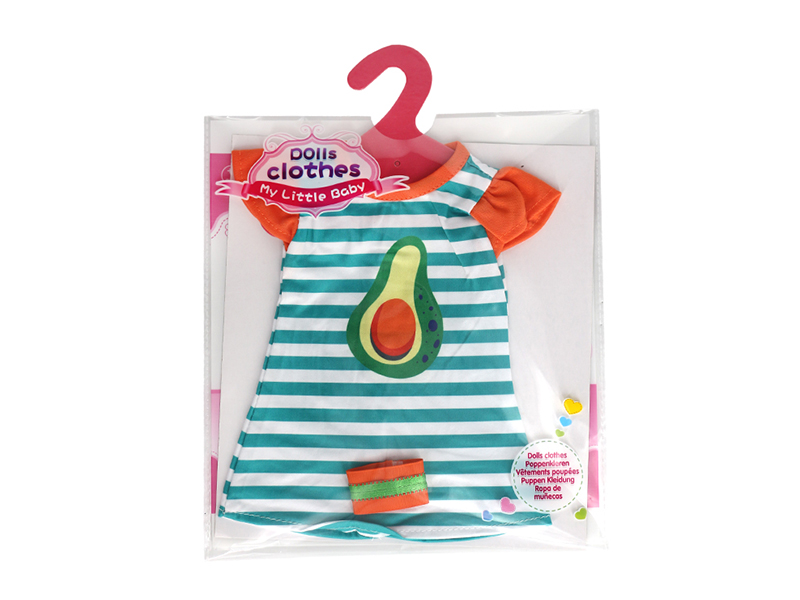 Doll Dress - Green Strip Avocado Straight Skirt + Bracelet