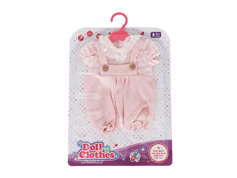 Doll Dress - Pink Striped Wool Suspenders