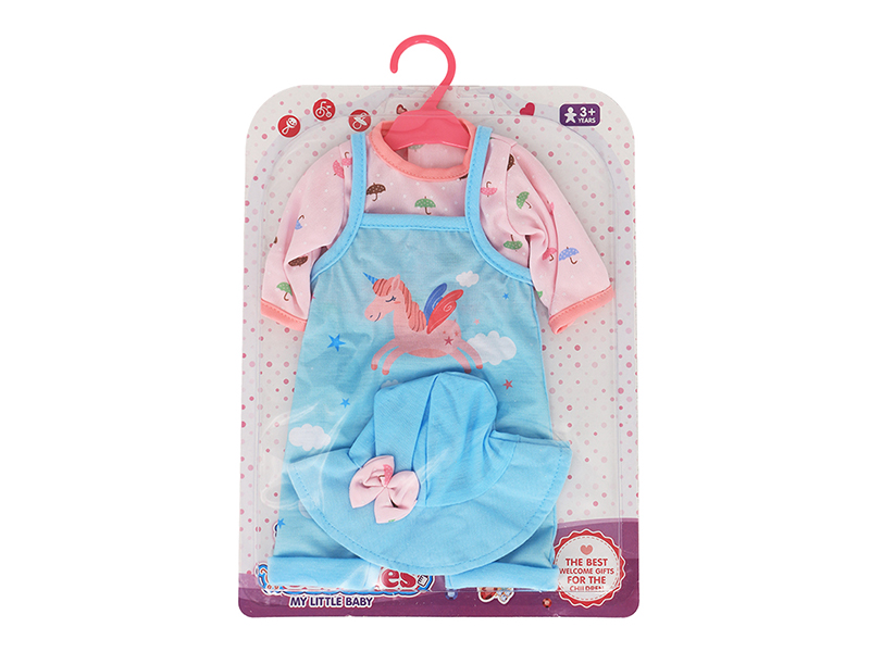 Doll Dress - Blue Unicorn Suit Bodysuit (Including Hat)