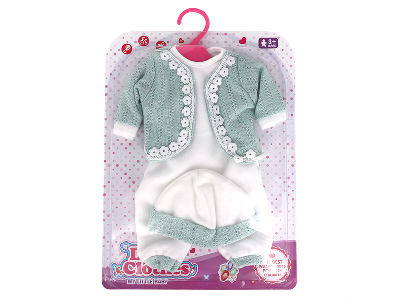 Doll Dress - Green Wool Jacquard One-Piece Set