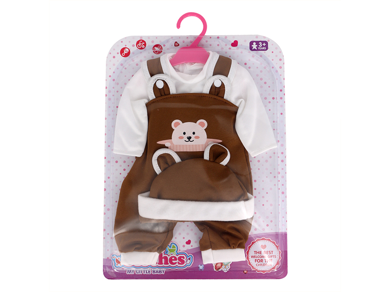Doll Dress - Brown Bear Ear Hanging Shoulder One-Piece Set