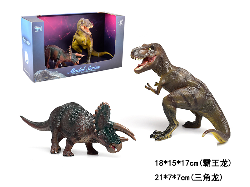Tyrannosaurus Rex + Triceratops (Solid Tpr Dinosaur Model Toy)