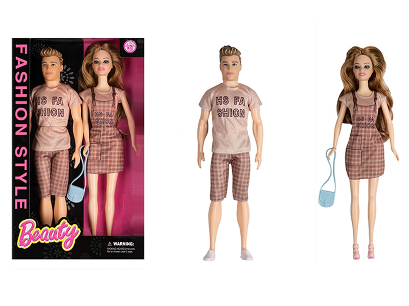 11.5 Inch Solid Live Hand Fashion Couple Doll With Small Bag